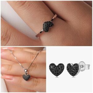 Sterling Silver & black Spinel jewelry set